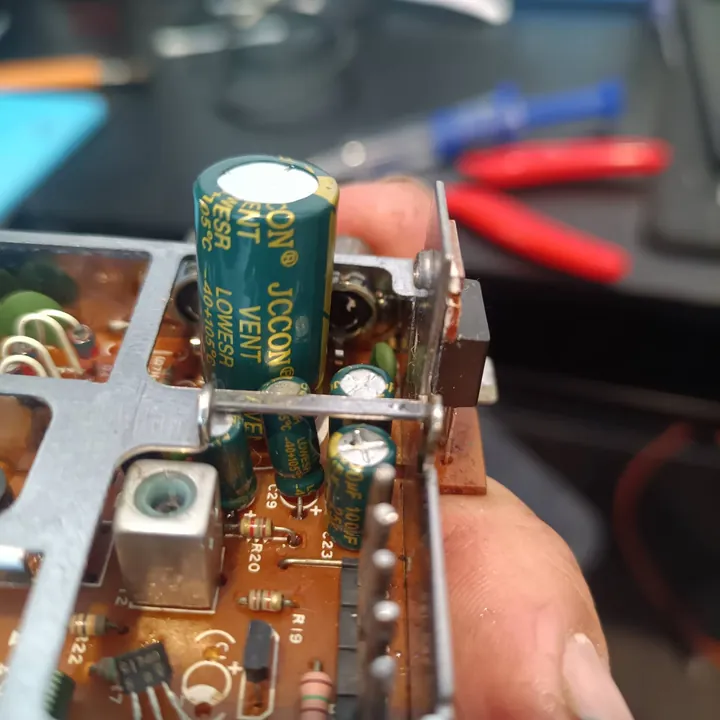 NES main board after a full recap with new capacitors at Console Doctor