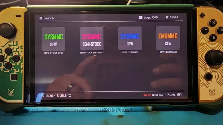 Modded Nintendo Switch OLED with custom Zelda shell repaired at Console Doctor