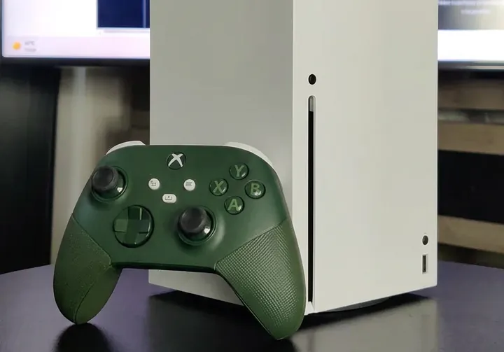 Xbox Series X controller with a custom green shell, repaired and customized at Console Doctor